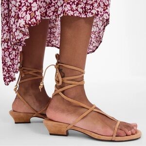 Madewell the Maycie lace-up strap sandal in suede in sunbaked clay